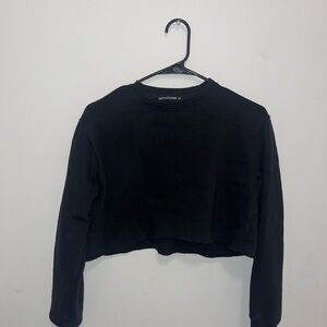 Pretty little thing black cropped crew neck sweatshirt
